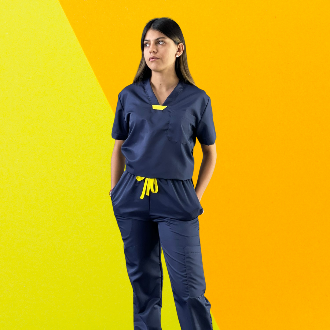 Classic Jogger Dark Blue & Yellow Woman