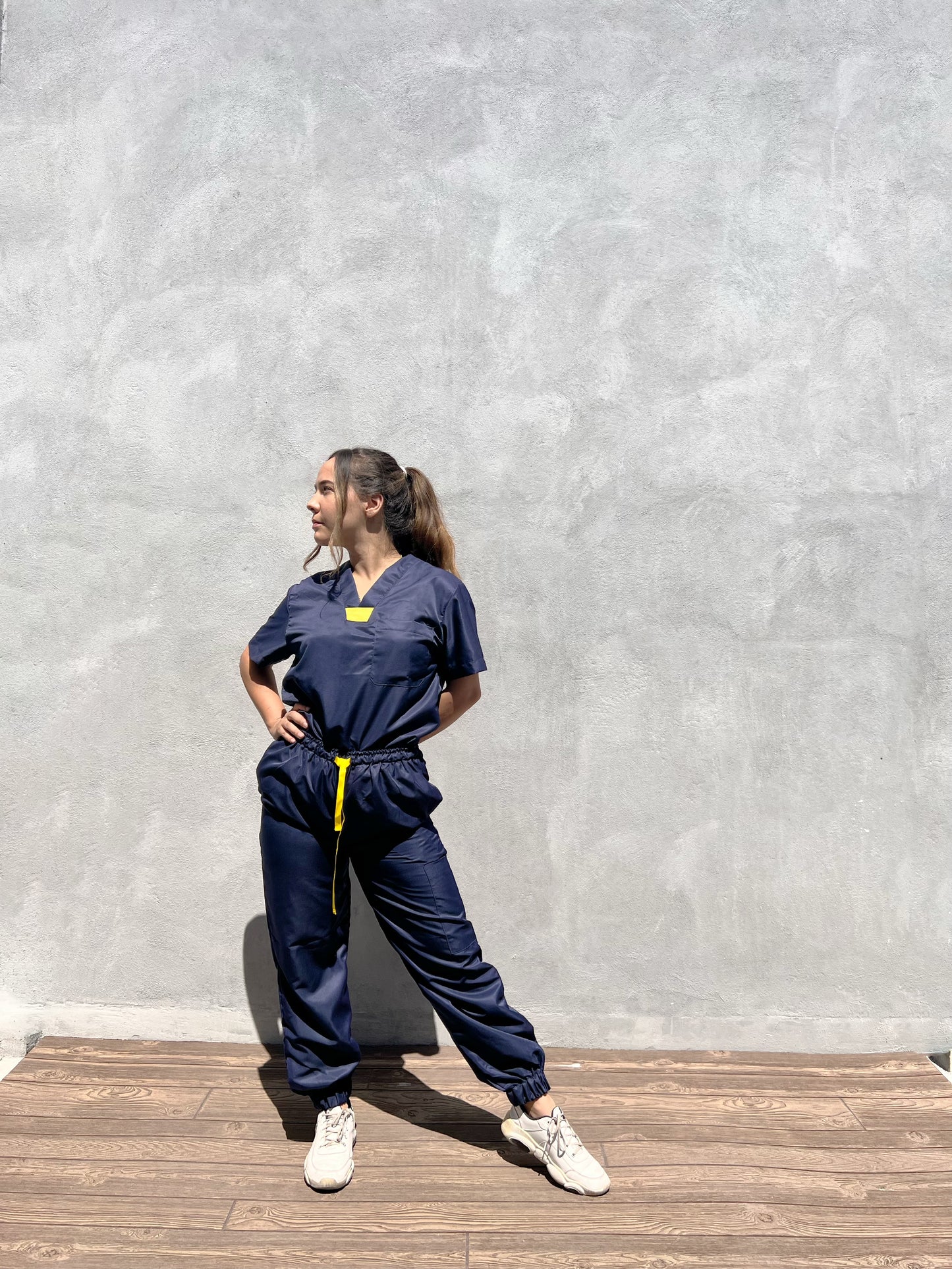 Classic Jogger Dark Blue & Yellow Woman